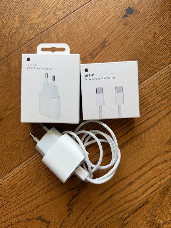 Apple 20W USB-C Power Adapter, Apple 60W USB-C Charge Cable