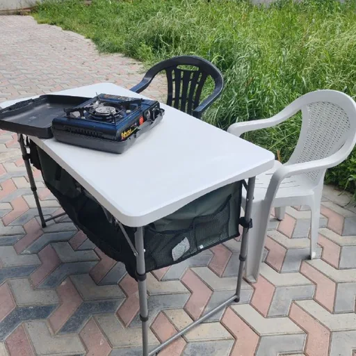 Туристический стол, газовая плитка