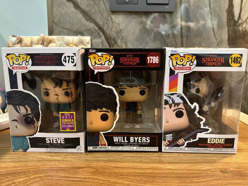 Funko Pop Stranger Things Steve, Will Byers, Eddie