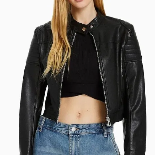 Кожаная байкерская куртка Bershka