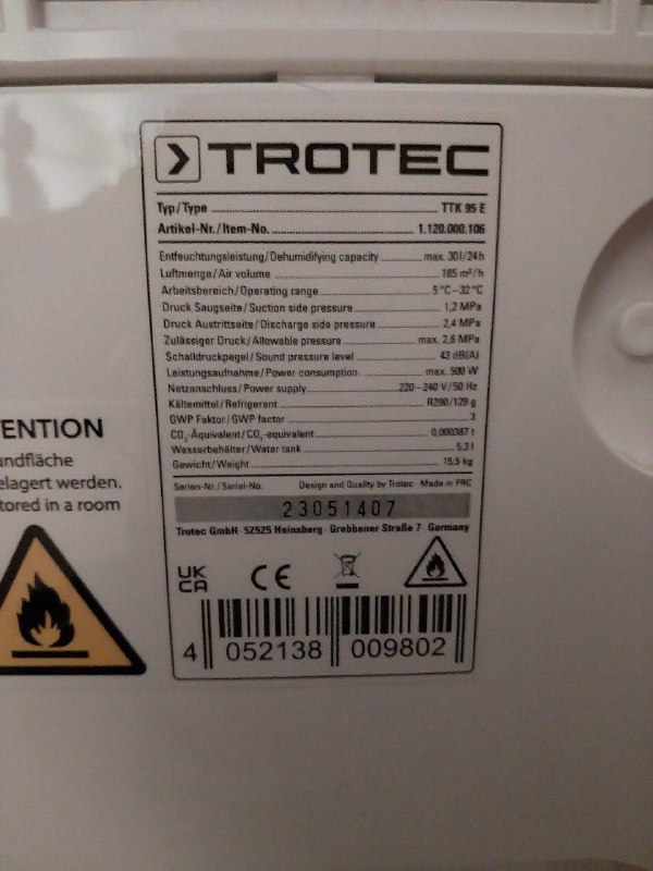 Осушитель воздуха Trotec TTK 95 E 2