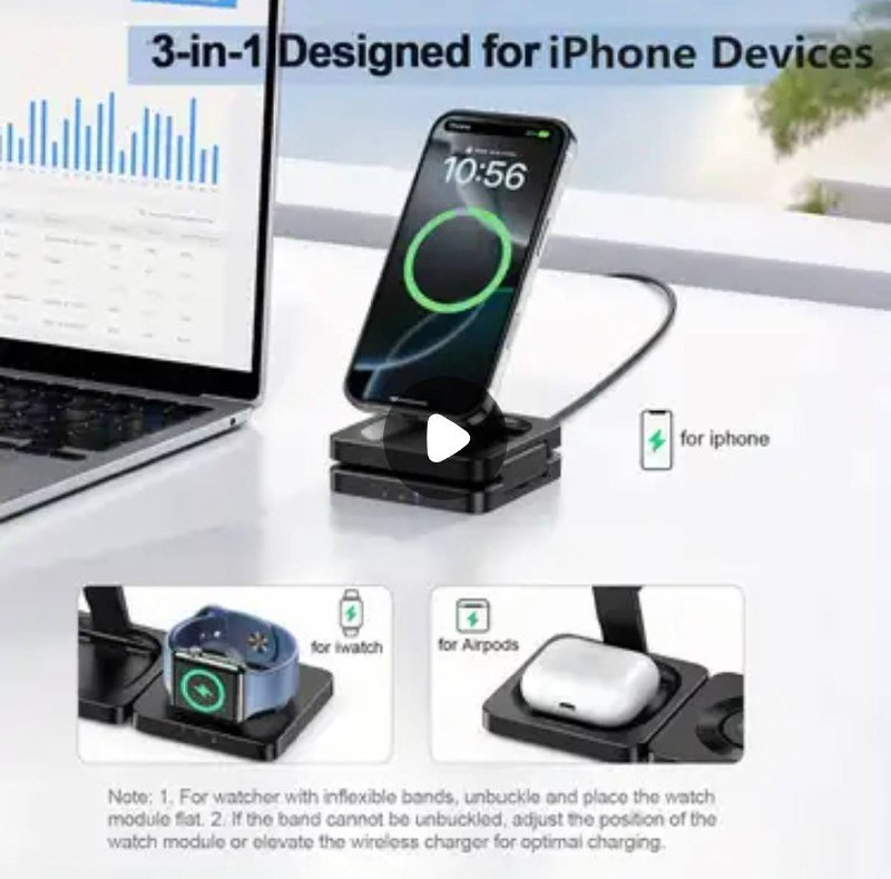 Магнитная беспроводная зарядная станция 3 в 1 3