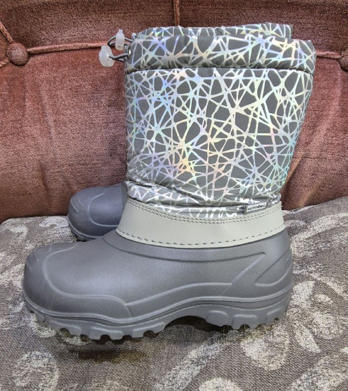 Сноубутсы для девочки Котофей 31-32 серо-серебряные зимние 9