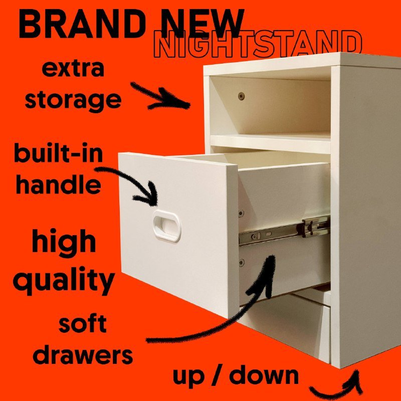 Прикроватные тумбочки с ящиком белого и серого цвета 2