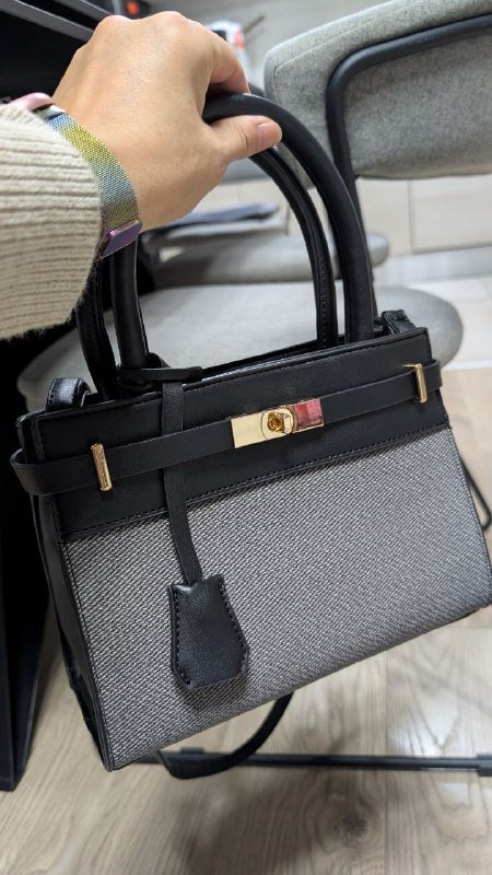 Черная сумка с подвесным кошельком, средняя черно-серая сумка 7