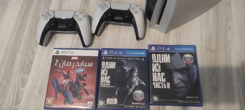 PlayStation 5 Disc Edition, 2 DualSense, 3 игры