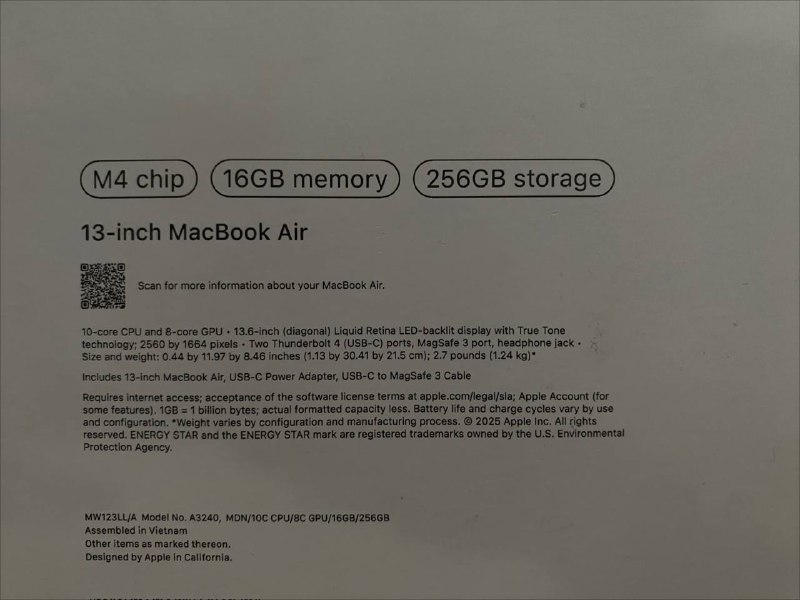 MacBook Air M4 256GB 16GB 4