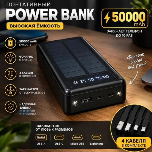 Мощный Power Bank 50000 mAh
