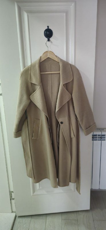 Пальто шерстяное бежевое размер S XS 2