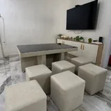Стол с 6 мягкими пуфиками 4