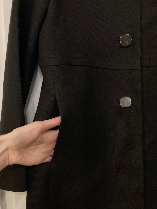 Легкое черное пальто Uterque размер XS шерсть 3