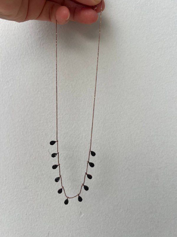 Ожерелье из серебра 925 пробы с черным агатом