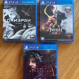 Диски Ghost of Tsushima, Death Stranding, Nioh 2, картридж Super Smash Bros Ultimate 1