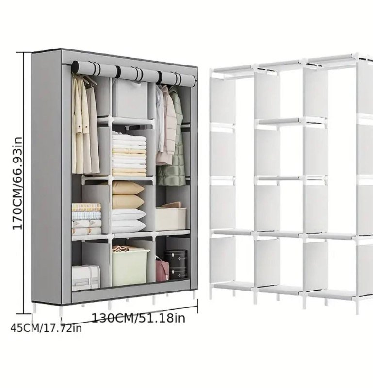 шкаф-гардероб стальной каркас с тканевыми вставками 3