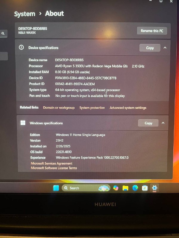Ноутбук Huawei NBL-WAQ9R 14 дюймов AMD Ryzen 5