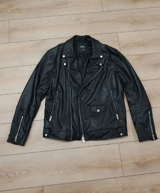 Мужская кожаная куртка Zara 1