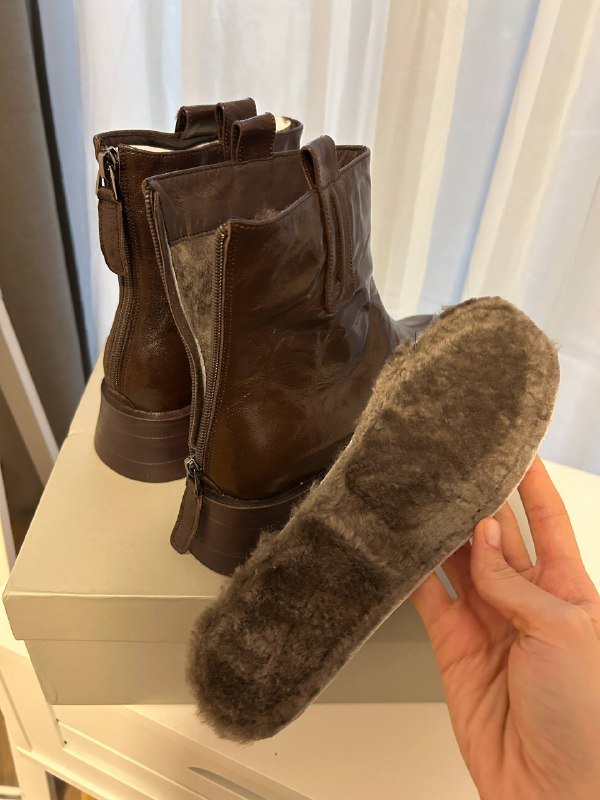 зимние полусапоги ботинки натуральная кожа мех стелька размер 41 6