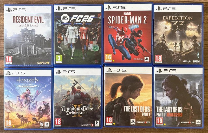 Resident Evil Requiem, Kingdom Come Deliverance II, Clair Obscur Expedition 33, Horizon Zero Down Remastered, FC26, Spider Man 2, The Last of Us Part One Remastered, The Last of Us Part Two
