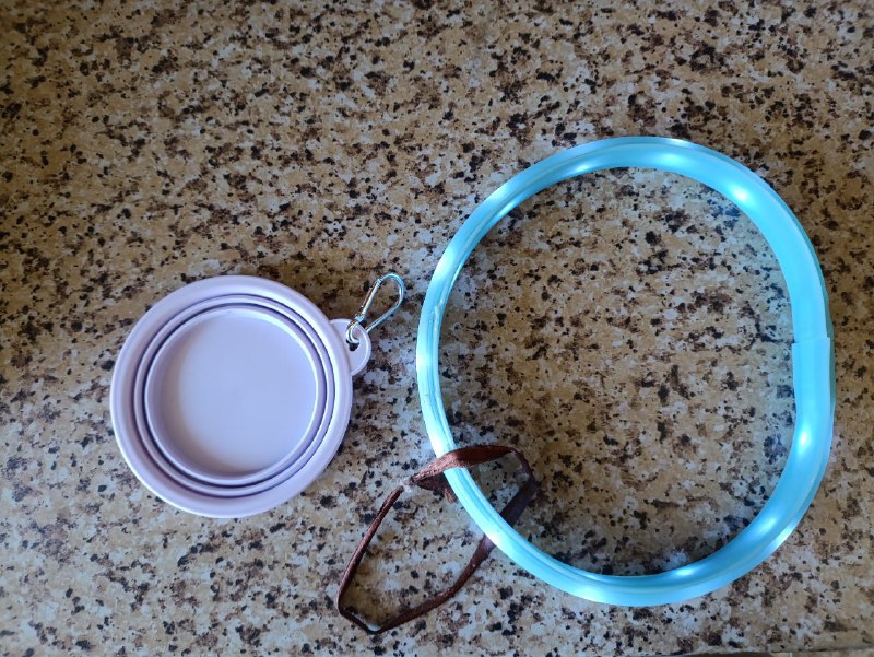 Шлейка-перестежка бренда bro, Миски для собаки, Ошейник светящийся, 2 сумки, Миска для воды 8