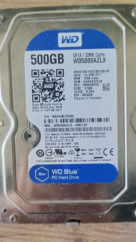 Жёсткий диск HDD 500Гб WD Blue