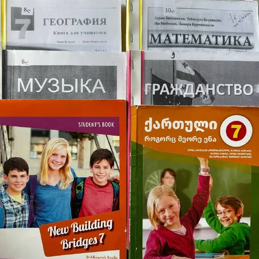 Учебники 7 класса: география, история, математика, музыка, гражданство, английский и грузинский языки