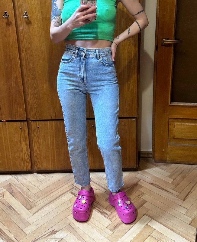 Джинсы PULL&BEAR MOM светло-голубые, размер 32 XS-S