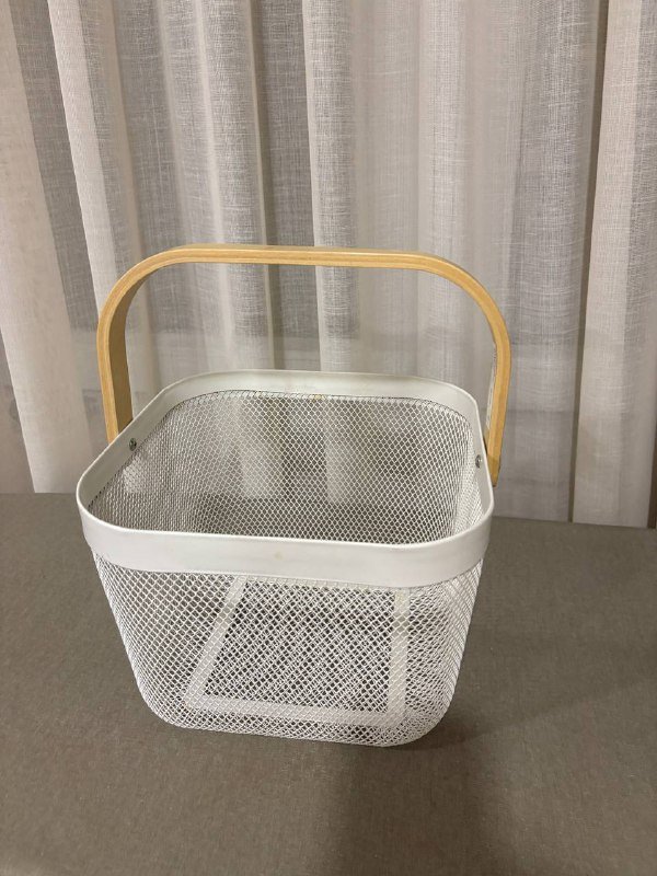 Корзина IKEA RISATORP металлическая с деревянной ручкой 2