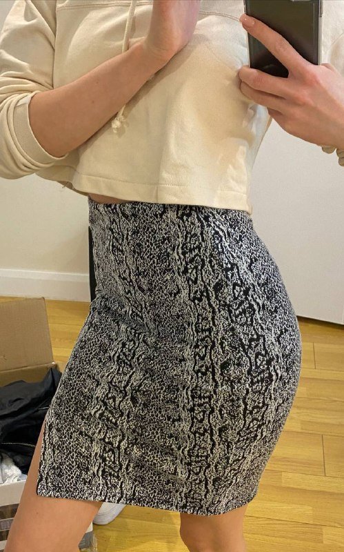 Женская мини юбка с разрезом, XS/S