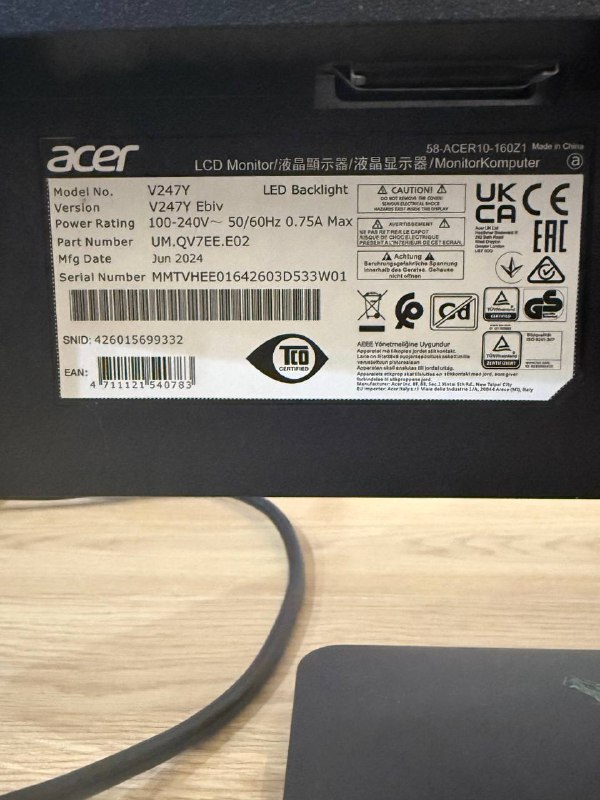 Монитор Acer V247Y Ebiv, игровой руль, оперативка G.Skill Aegis 16Гб, клавиатура HyperX Alloy Core RGB, игровое кресло Vertex, держатель Razer Mouse Bungee V3, стол 120/60/75 2