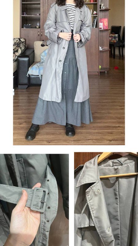 Тренч оверсайз серо-зеленого цвета