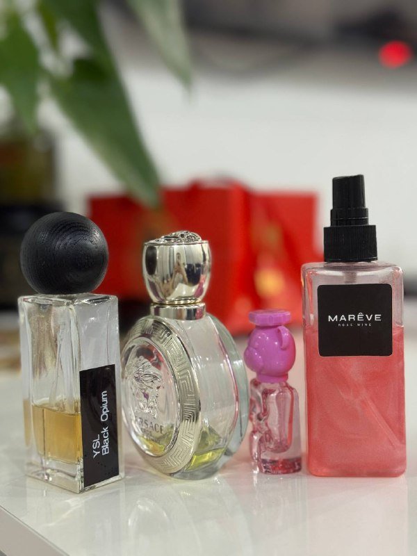 Мист для тела с шиммером, Versace eros, Black opium, пустой флакон с мишкой