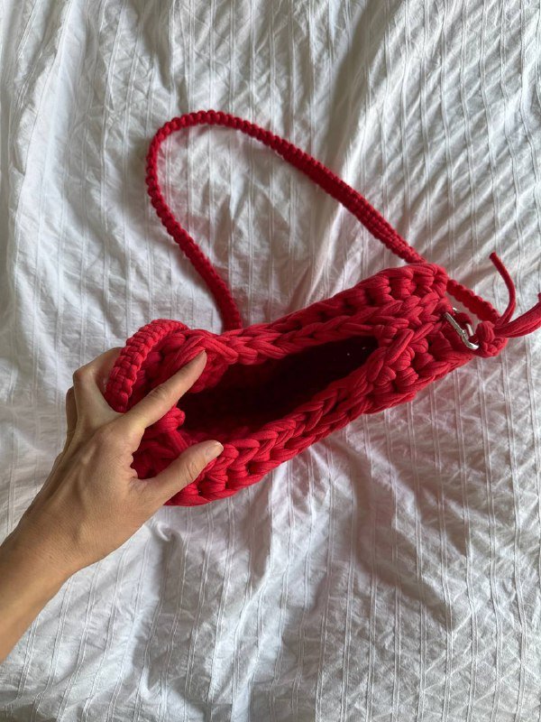 Розовая вязаная сумка, Вязаная сумка-сердце 8