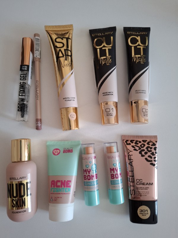 Косметика Beauty Bomb и Stellary CC крем, тональный крем, консилер, гель для бровей, карандаш для губ