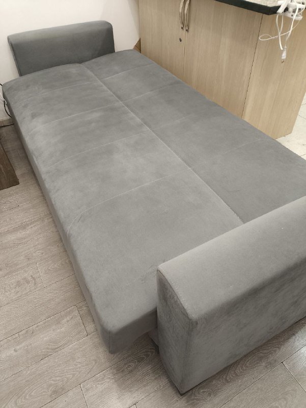 Диван серо-голубой раскладной 3