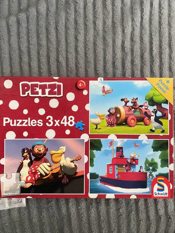 Пазл 4+, 3 картинки и башня 54 шт