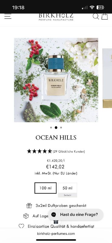 Духи Birkholz Ocean Hills 100 мл унисекс