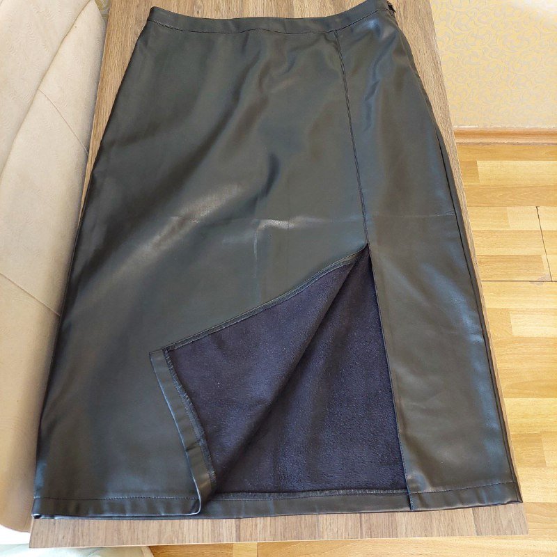 Юбка DeFacto женская чёрная кожзам, размер XL 4