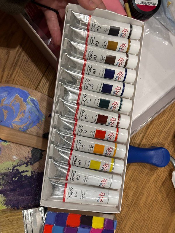 набор для художника: акриловые, масляные, типографская краска, кисти 5