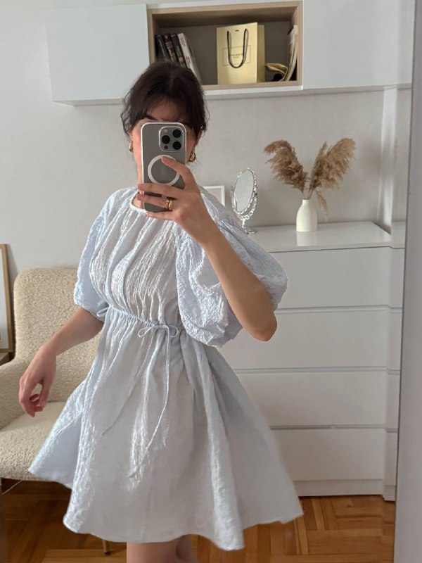 Платье H&M женское голубое хлопковое 3