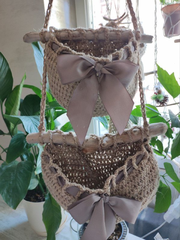 Подвесная корзина для хранения из джута