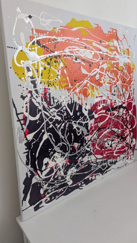 Интерьерная картина абстракция холст акрил 80х80 3