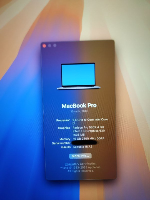 Macbook pro 15 2019 A1909