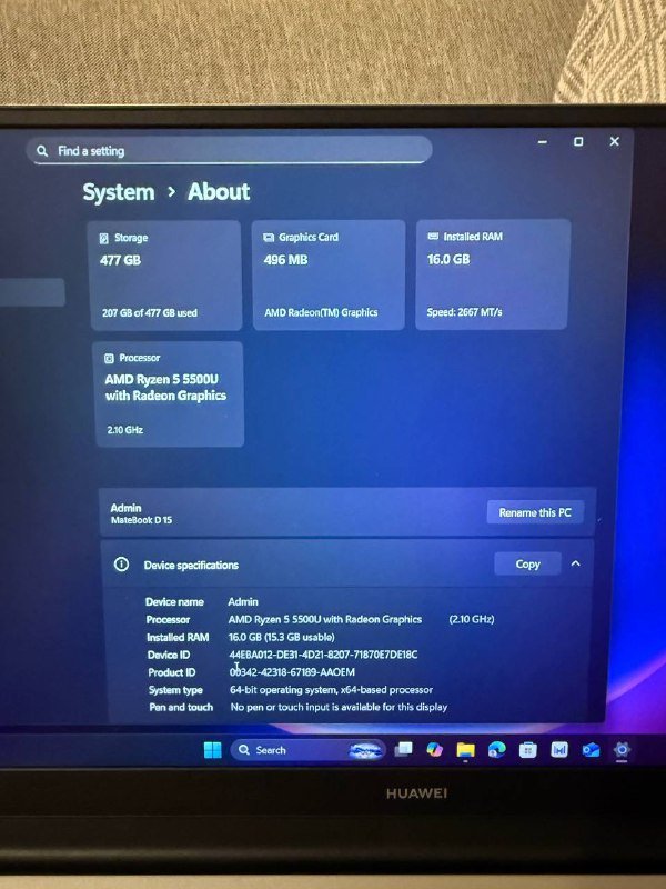 HUAWEI MateBook D 15 ультрабук 5