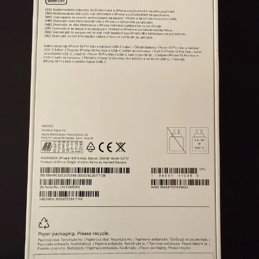 Новый iPhone 18 Pro Max 256 ГБ Glacier