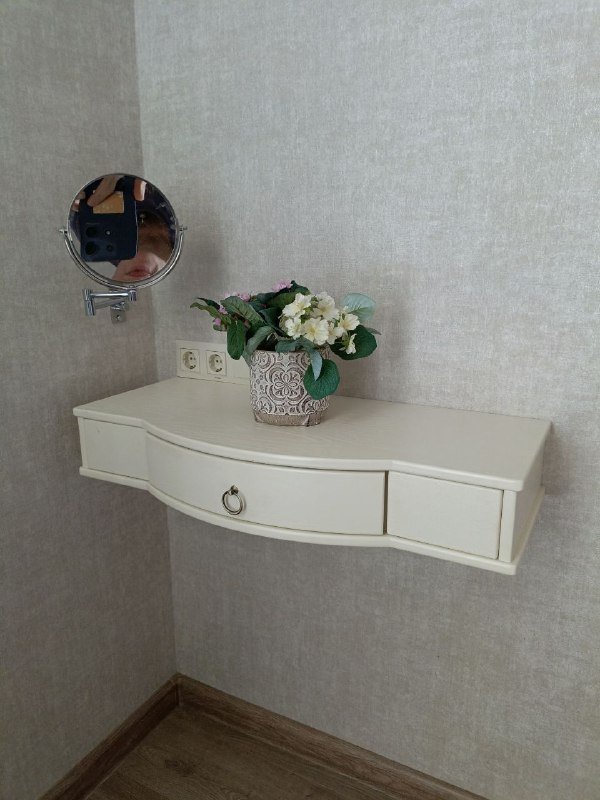 Консоль подвесная туалетный столик из натурального дерева 2