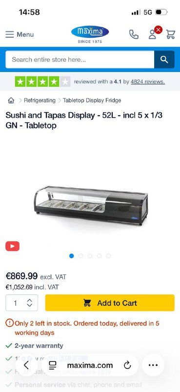 Настольная холодильная витрина Maxima новая