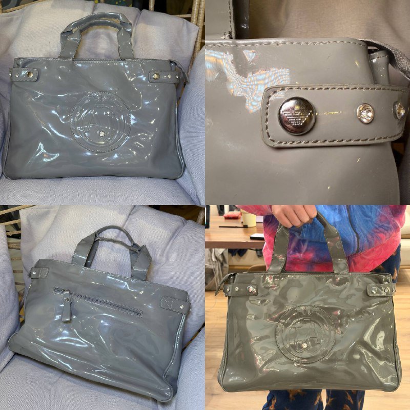 Emporio Armani лакированная сумка-тоут винтаж