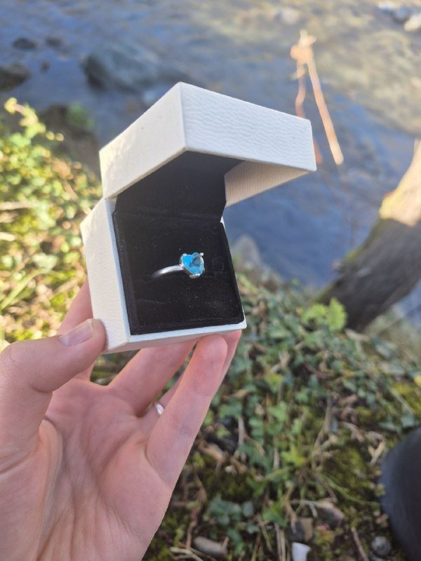 Оригинальное кольцо Pandora серебро 925 голубой камень 3