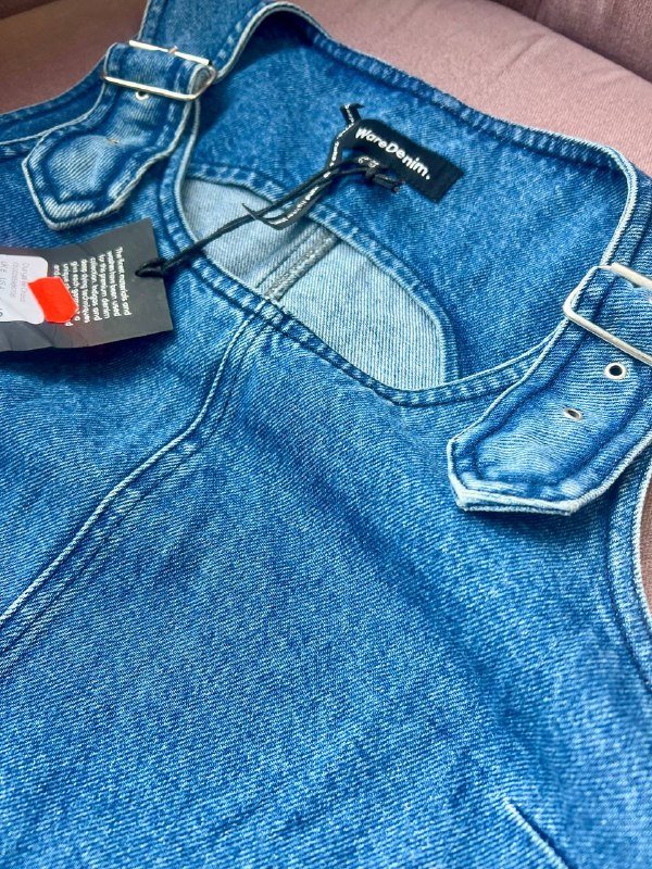 Джинсовая юбка S прямая ниже колен плотная джинса 3