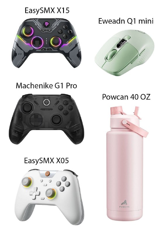 Геймпады EasySMX X15, X05, Machenike G1 Pro, мышка Eweadn Q1 mini, термокружка